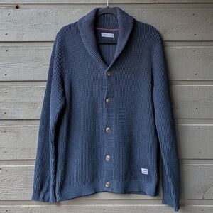 Jack & Jones Navy Blue Cotton Shawl Collar Cardigan Sweater Size Large